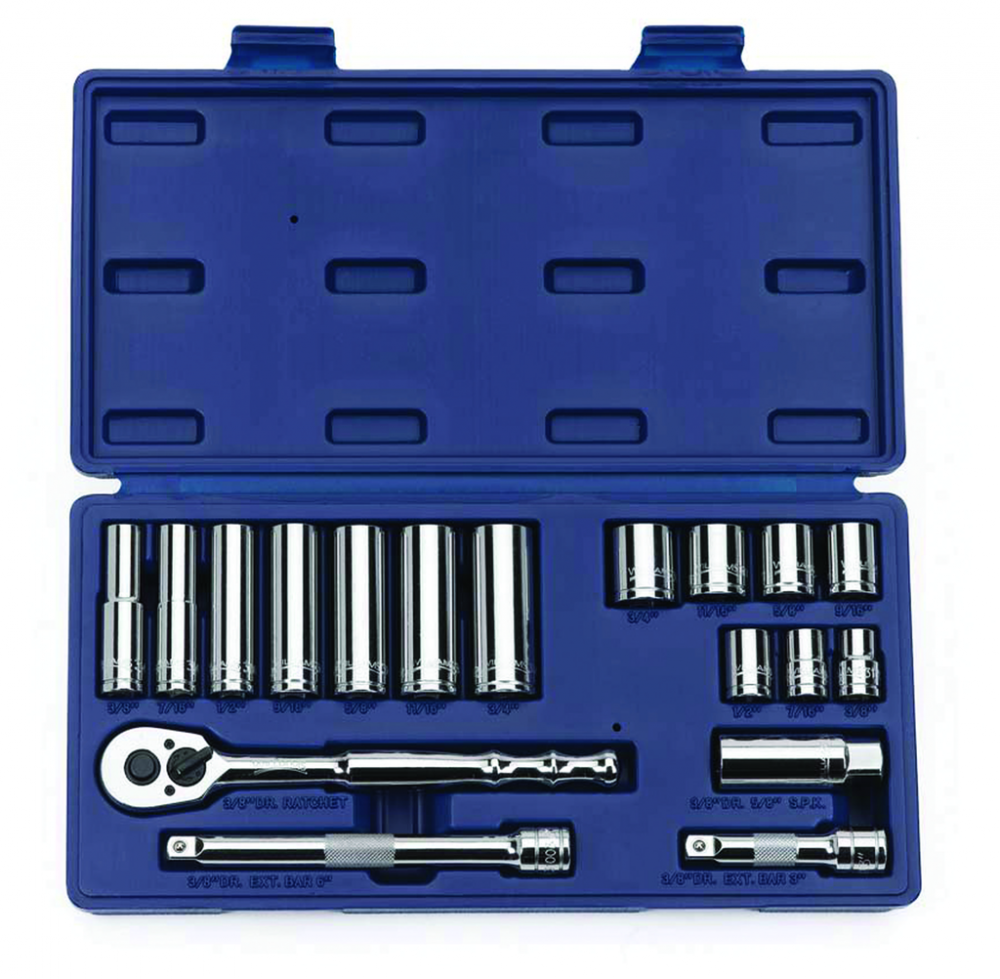 18 pc 3/8&#34; Drive -Point SAE Shallow and Deep Socket and Drive Tool Set Compact Case<span class=' ItemWarning' style='display:block;'>Item is usually in stock, but we&#39;ll be in touch if there&#39;s a problem<br /></span>