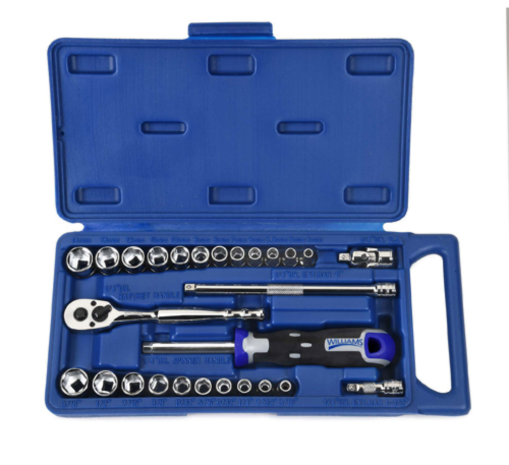 27 pc 6 Drive 6-Point SAE and Metric Socket and Drive Tool Set packed in Compact Case Set<span class=' ItemWarning' style='display:block;'>Item is usually in stock, but we&#39;ll be in touch if there&#39;s a problem<br /></span>