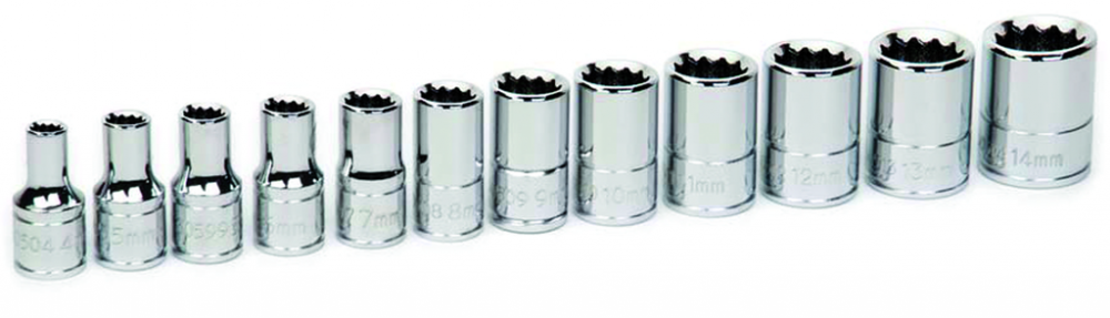 12 pc 1/4&#34; Drive 12-Point Metric Shallow Socket on Rail and Clips<span class=' ItemWarning' style='display:block;'>Item is usually in stock, but we&#39;ll be in touch if there&#39;s a problem<br /></span>