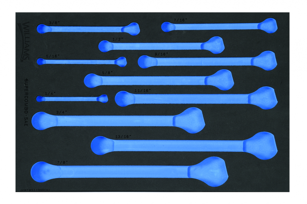 1/3 Foam Drawer Inset Only for 11 pc SAE 12-Point SUPERCOMBO® Combination Wrench Set (1/4 to 7/8)<span class=' ItemWarning' style='display:block;'>Item is usually in stock, but we&#39;ll be in touch if there&#39;s a problem<br /></span>