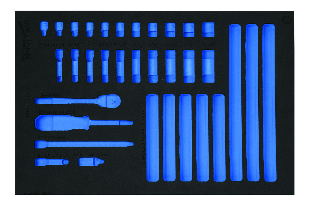 1/3 Foam Drawer Inset Only for 27 pc 1/4 Drive 6-Point SAE Standard Socket and Drive Tool Set<span class=' ItemWarning' style='display:block;'>Item is usually in stock, but we&#39;ll be in touch if there&#39;s a problem<br /></span>