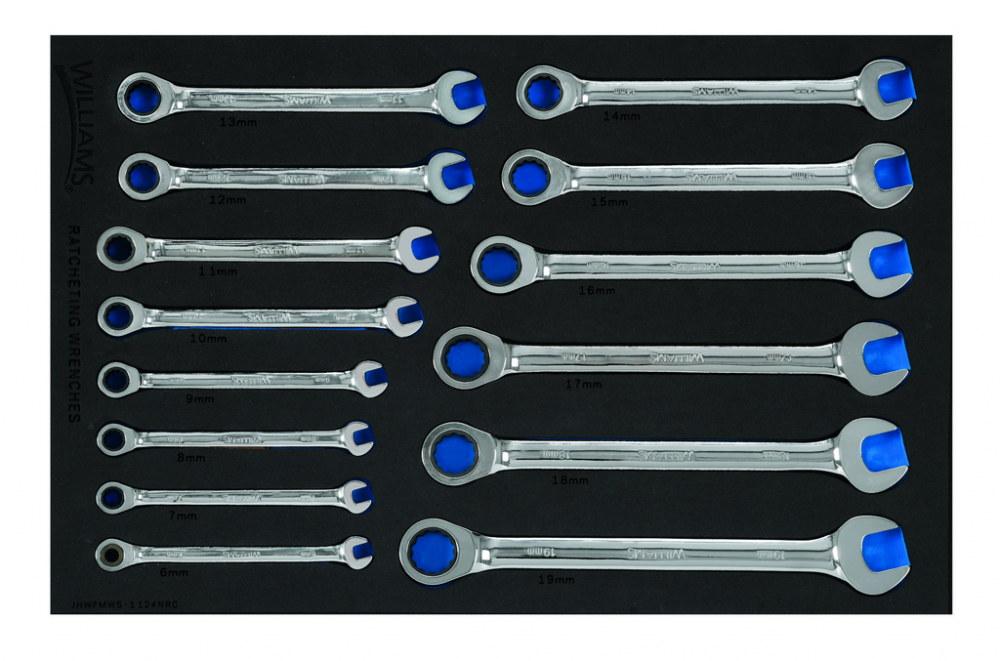 14 pc Metric Ratcheting Combination Wrench Set in 1/3 Foam Drawer Inset (8-19 mm)<span class=' ItemWarning' style='display:block;'>Item is usually in stock, but we&#39;ll be in touch if there&#39;s a problem<br /></span>