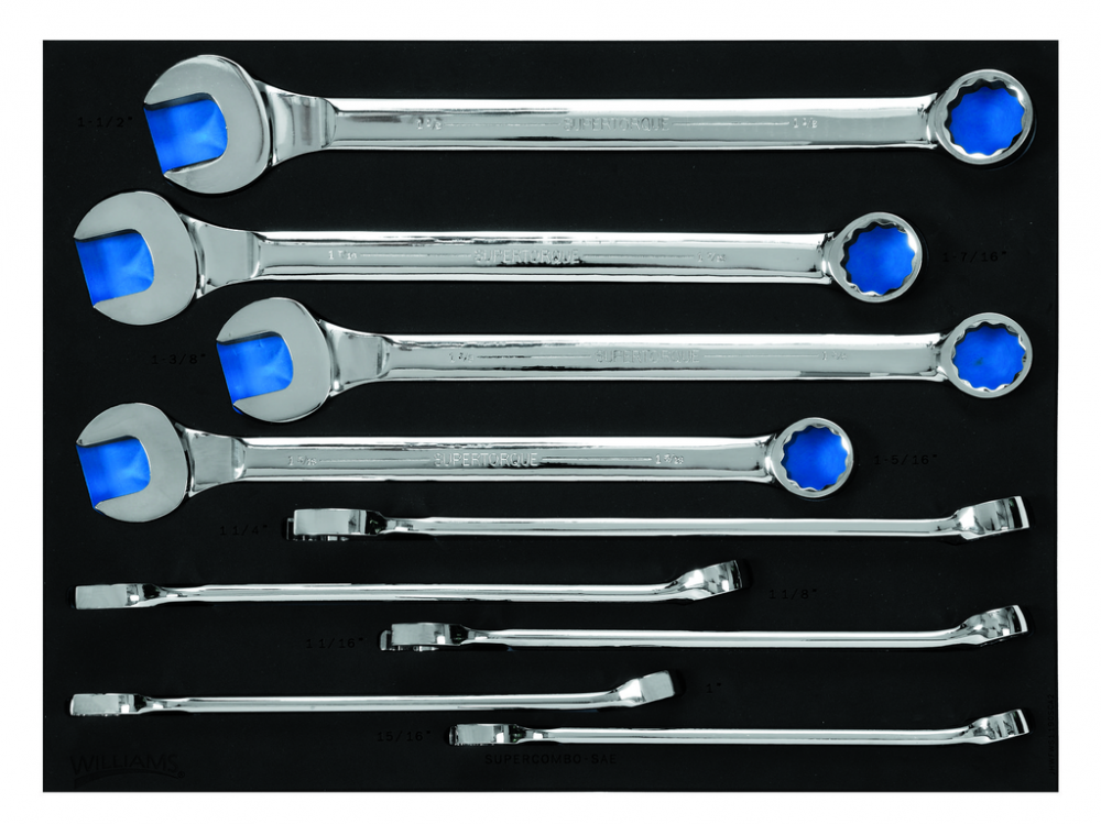 9 pc SAE 12-Point SUPERCOMBO® Combination Wrench Set in 2/3 Foam Drawer Inset (15/16 to 1-1/2)<span class=' ItemWarning' style='display:block;'>Item is usually in stock, but we&#39;ll be in touch if there&#39;s a problem<br /></span>