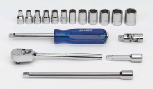 Williams JHWMSM-17HF - 17 pc 1/4" Drive 6-Point Metric Shallow Socket and Drive Tool Set