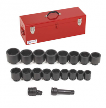 Williams JHWWS-7-19TB - 19 pc 1" Drive 6-Point SAE Shallow Socket Set in Metal Tool Box