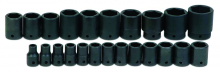 Williams JHWMS-4-23RC - 23 pc 1/2" Drive 6-Point Metric Shallow Impact Socket on Rail and Clips