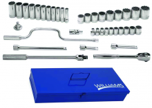 Williams JHWWSS-38FTB - 38 pc 1/2" Drive 12-Point SAE Shallow and Deep Socket and Drive Tool Set Packed Keep Safe Foam i