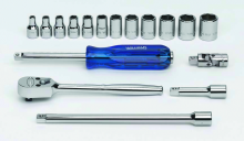 Williams JHWWSM15HFTB - 15 pc 1/4" Drive -Point SAE Shallow Socket and Drive Tool Set Packed Keep Safe Foam in Metal Too