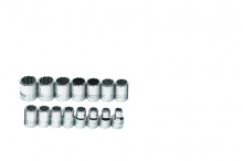 Williams JHWMSS-15RC - 15 pc 1/2" Drive 12-Point Metric Shallow Socket Set on Rail and Clips