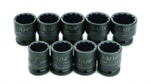 Williams JHW38925 - 9 pc 3/4" Drive 12-Point SAE Shallow Socket Set on Rail and Clips