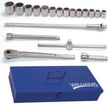 Williams JHWWSX-20 - 19 pc 1" Drive -Point SAE Shallow Socket and Drive Tool Set