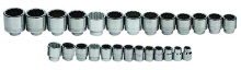 Williams JHWWSH-26RC - 26 pc 3/4" Drive 6-Point SAE Shallow Socket Set on Rail and Clips