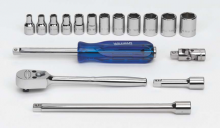 Williams JHWWSM15HFTB - 15 pc 1/4" Drive -Point SAE Shallow Socket and Drive Tool Set