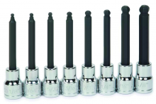 Williams JHW31947 - 8 pc 3/8" Drive -Point SAE Bit Long Ball Tip Hex Bit Socket Set on Rail and Clips