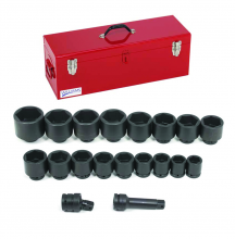 Williams JHWWS-7-19TB - 19 pc 1" Drive 6-Point SAE Shallow Socket Set in Metal Tool Box