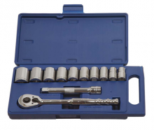 Williams JHW50667 - 12 pc 1/2" Drive 12-Point SAE Shallow Socket Set and Drive Tool Set Compact Case