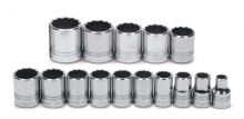 Williams JHWMSS-15SRC - 15 pc 1/2" Drive 12-Point Metric Shallow Socket Set