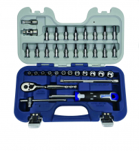 Williams JHW50681 - 32 pc 1/4" & 3/8" Drive -Point SAE & Metric Bit Bit Socket Set Compact Case