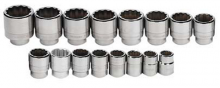 Williams JHWWSH-16TB - 16 pc 3/4" Drive 6-Point SAE Shallow Socket Set in Metal Tool Box