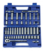 Williams JHW50666 - 47 pc 3/8" Drive -Point SAE & Metric Shallow and Deep Socket and Drive Tool Set Compact Case