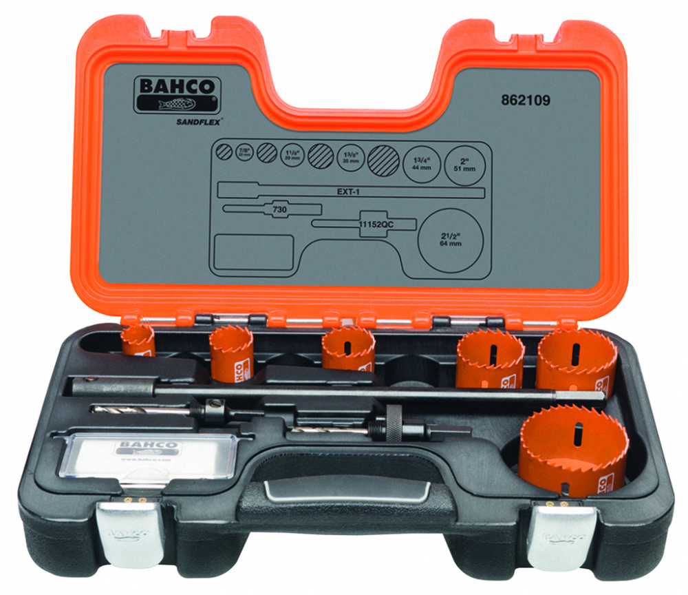 9 pc Sandflex® Bi-Metal Electrician&#39;s Holesaw Set<span class=' ItemWarning' style='display:block;'>Item is usually in stock, but we&#39;ll be in touch if there&#39;s a problem<br /></span>