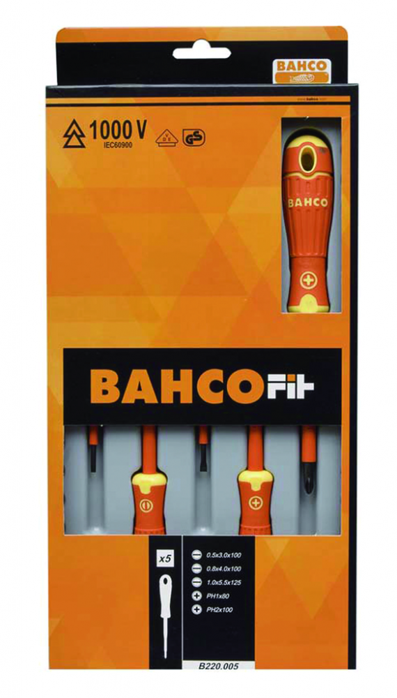 BAHCOFIT Screwdriver Insulated Set 5 pcs<span class=' ItemWarning' style='display:block;'>Item is usually in stock, but we&#39;ll be in touch if there&#39;s a problem<br /></span>