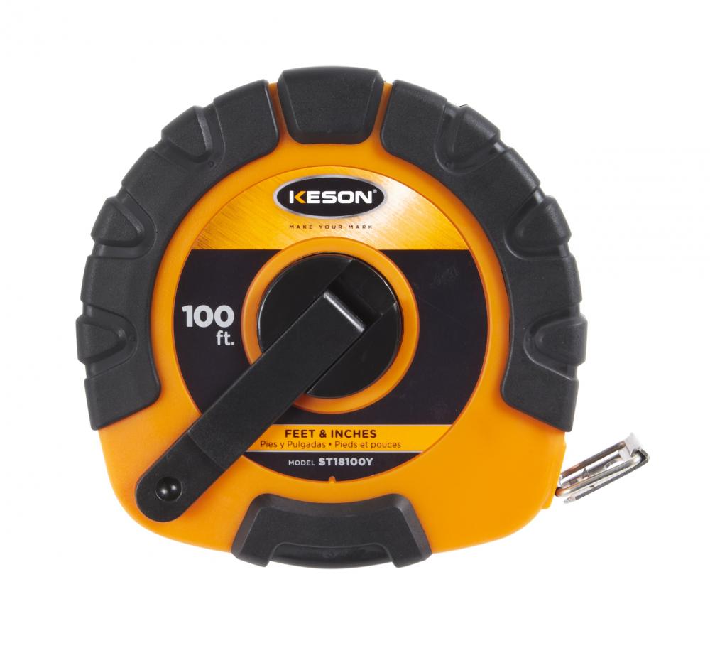 100 FT, UNITS: IN, 1/8, AND METRIC LACQUER COATED STEEL TAPE WITH HOOK<span class=' ItemWarning' style='display:block;'>Item is usually in stock, but we&#39;ll be in touch if there&#39;s a problem<br /></span>