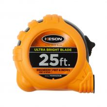 Keson PG181025UB - 25' POCKET TAPE ULTRA BRIGHT DUAL BLADE W/GRIP, UNITS: FT, 1/10, 1/100, & FT, 1/8, 1/16