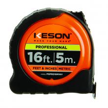 Keson PGPRO18M16V - 16 FT x 1 IN, PRO CASE, NYLON COATED STEEL BLADE, UNITS: FT, 1/8, 1/16 & CM, MM, ORANGE *NEW ITEM