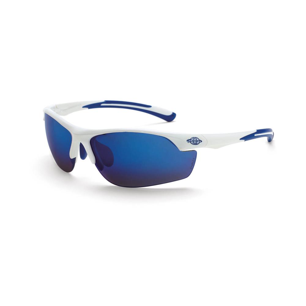 AR3 Premium Safety Eyewear - White Frame - Blue Mirror Lens<span class=' ItemWarning' style='display:block;'>Item is usually in stock, but we&#39;ll be in touch if there&#39;s a problem<br /></span>