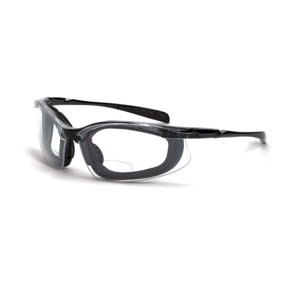 Concept Foam Lined Bifocal Safety Eyewear - Crystal Black Frame - Clear Lens - 1.5 Diopter<span class=' ItemWarning' style='display:block;'>Item is usually in stock, but we&#39;ll be in touch if there&#39;s a problem<br /></span>