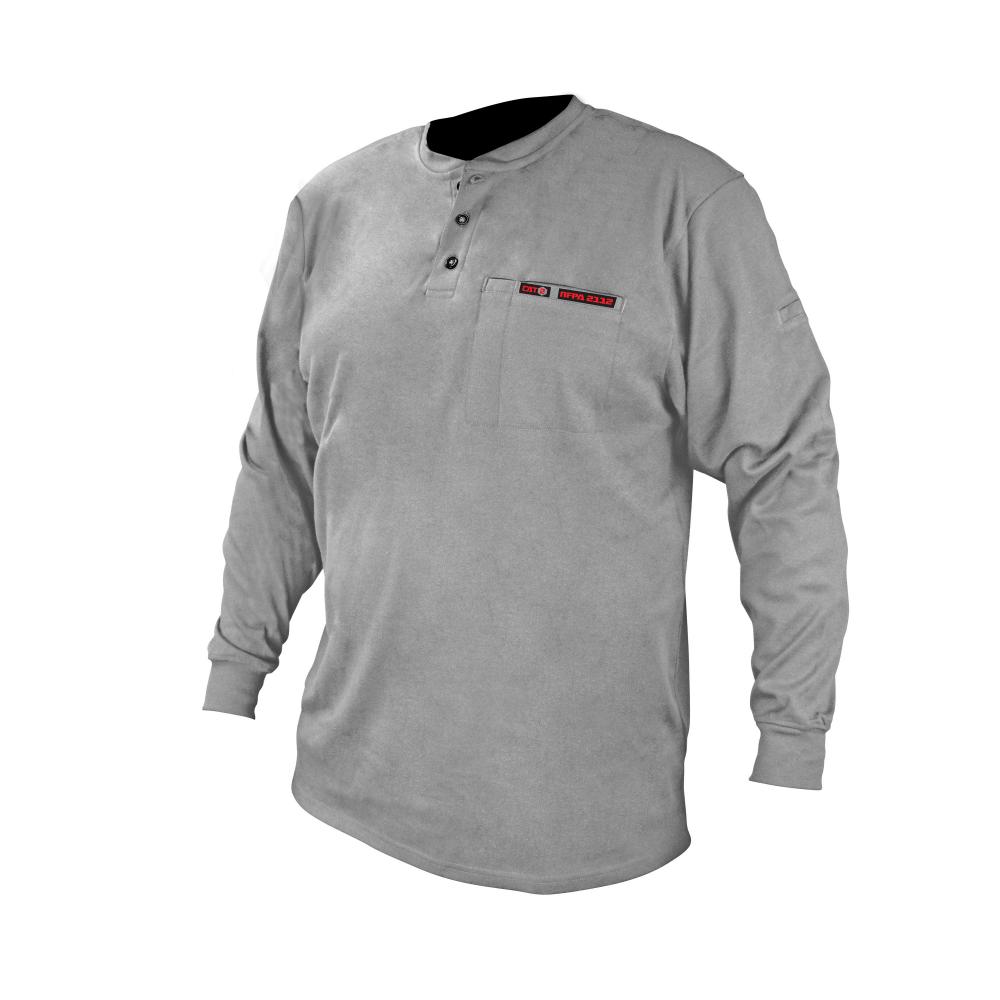 FRS-002 VolCore™ Long Sleeve Cotton Henley FR Shirt - Gray - Size 5X<span class=' ItemWarning' style='display:block;'>Item is usually in stock, but we&#39;ll be in touch if there&#39;s a problem<br /></span>