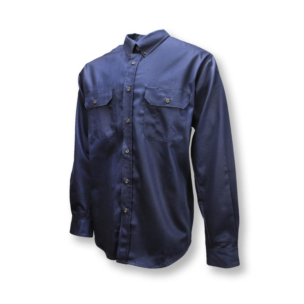 FRS-003 Volcore™ Long Sleeve Cotton Button Down FR Shirt - Navy - Size MT<span class=' ItemWarning' style='display:block;'>Item is usually in stock, but we&#39;ll be in touch if there&#39;s a problem<br /></span>