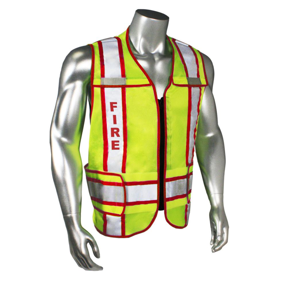 LHV-207-3G Safety Vest - Fire - Red Trim - Green - Size 2X-4X<span class=' ItemWarning' style='display:block;'>Item is usually in stock, but we&#39;ll be in touch if there&#39;s a problem<br /></span>