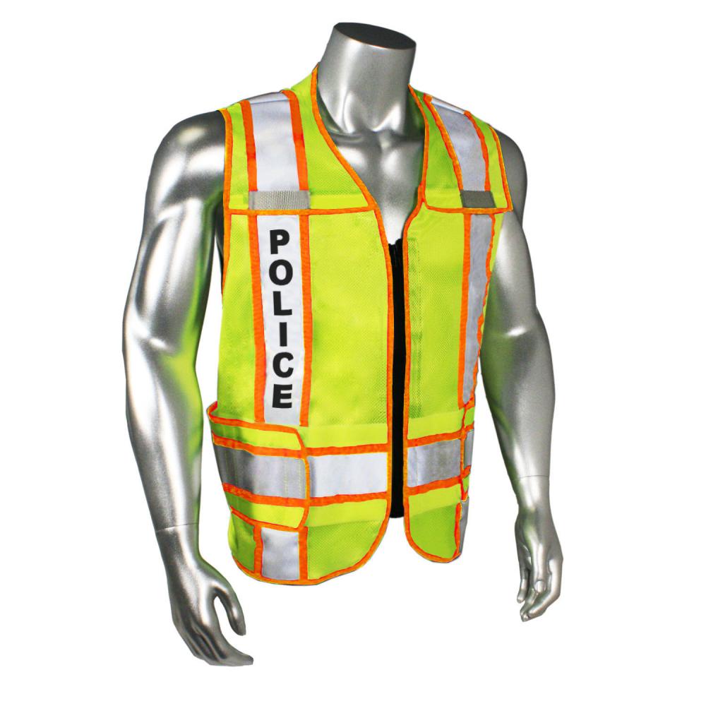 LHV-207-3G Police Safety Vest - Police - Orange Trim - Green - Size M-XL<span class=' ItemWarning' style='display:block;'>Item is usually in stock, but we&#39;ll be in touch if there&#39;s a problem<br /></span>