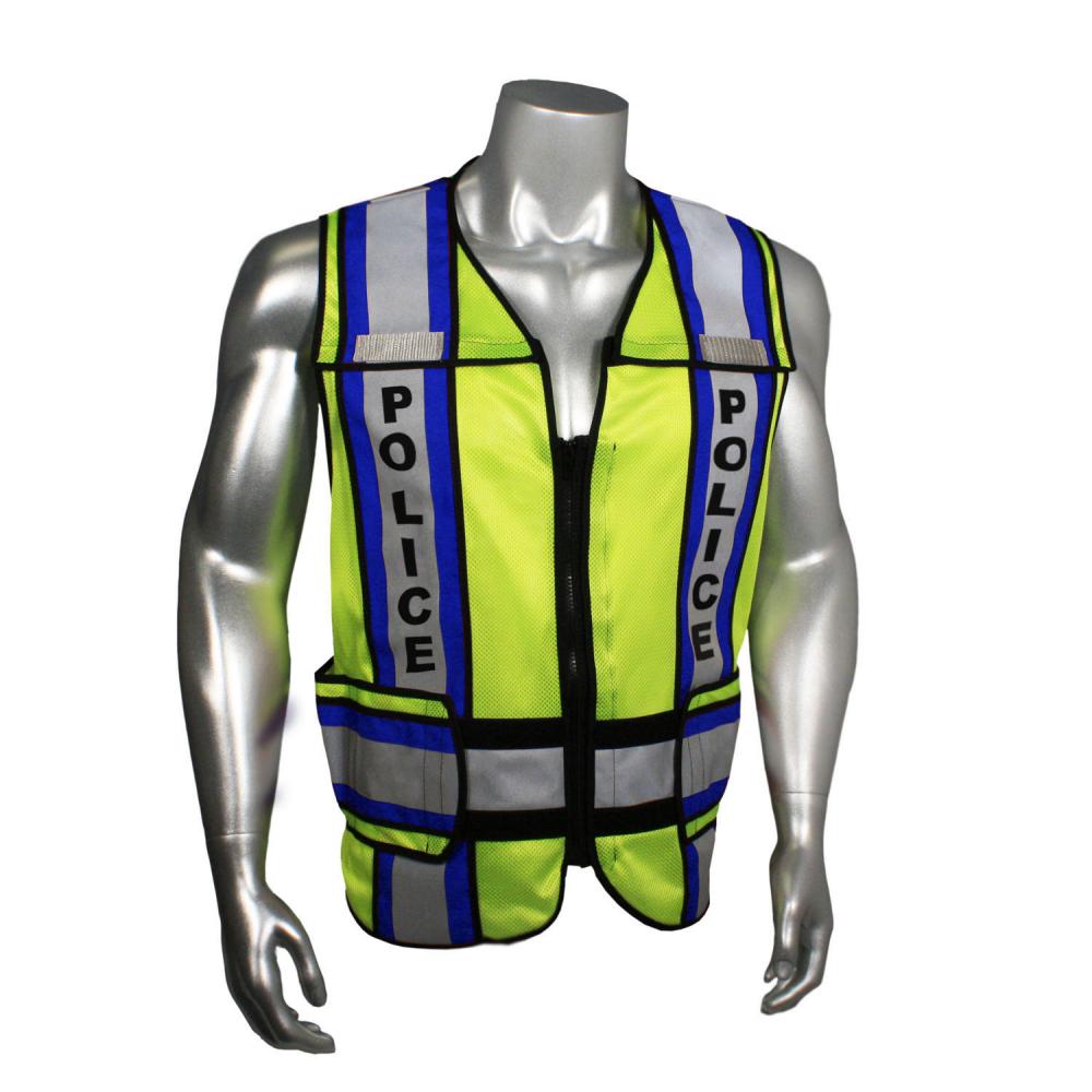 LHV-207-4C-EMS EMS Safety Vest - Police - Blue Trim - Green - Size 2X-4X<span class=' ItemWarning' style='display:block;'>Item is usually in stock, but we&#39;ll be in touch if there&#39;s a problem<br /></span>