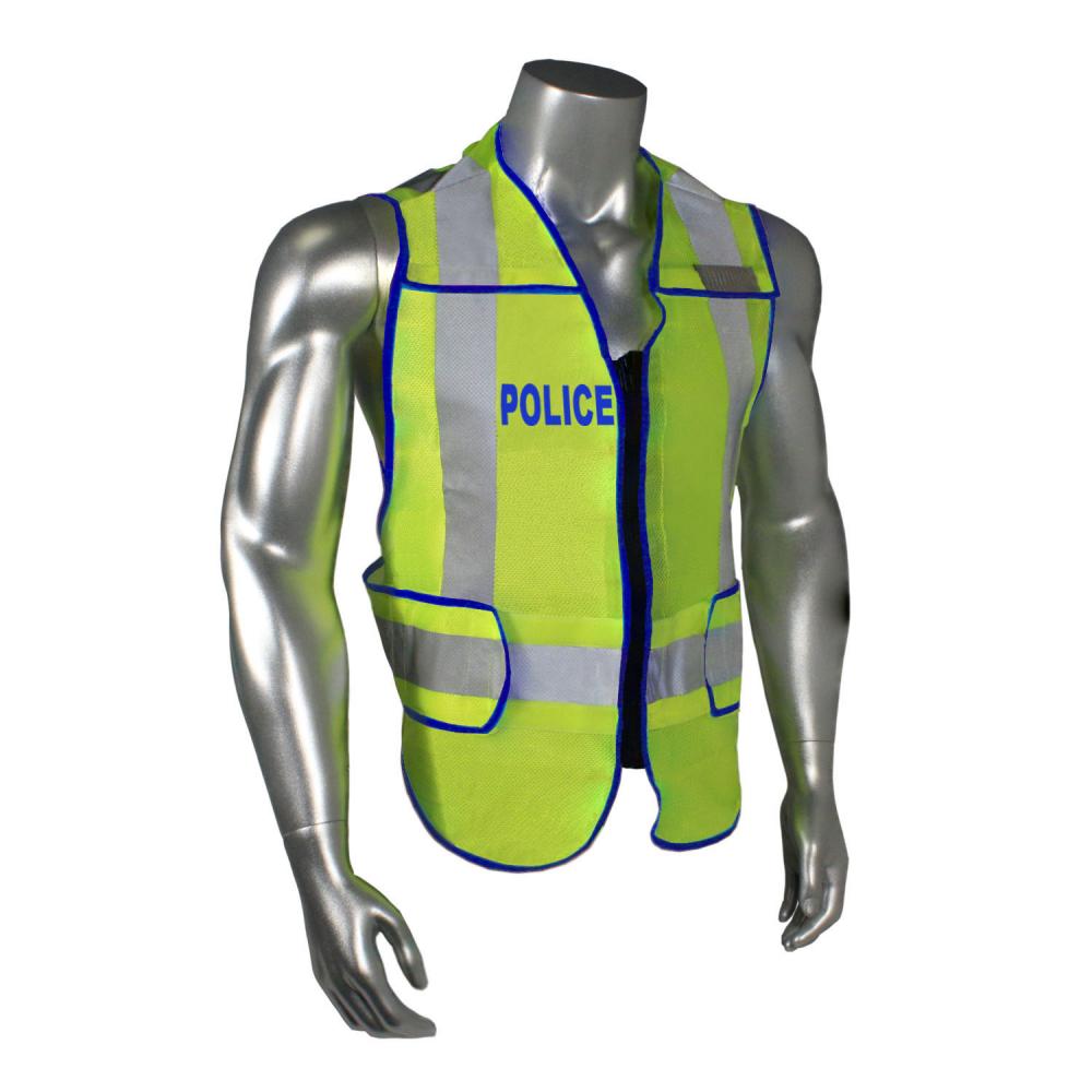 LHV-207DSZR-EMS EMS Safety Vest - Police - Blue Trim - Green - Size M-XL<span class=' ItemWarning' style='display:block;'>Item is usually in stock, but we&#39;ll be in touch if there&#39;s a problem<br /></span>