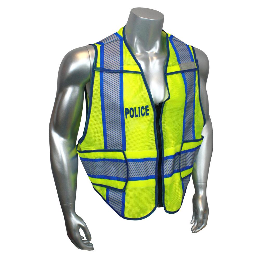 Police Type P Breakaway Vest - Police - Blue Trim - Green - Size 2X-4X<span class=' ItemWarning' style='display:block;'>Item is usually in stock, but we&#39;ll be in touch if there&#39;s a problem<br /></span>