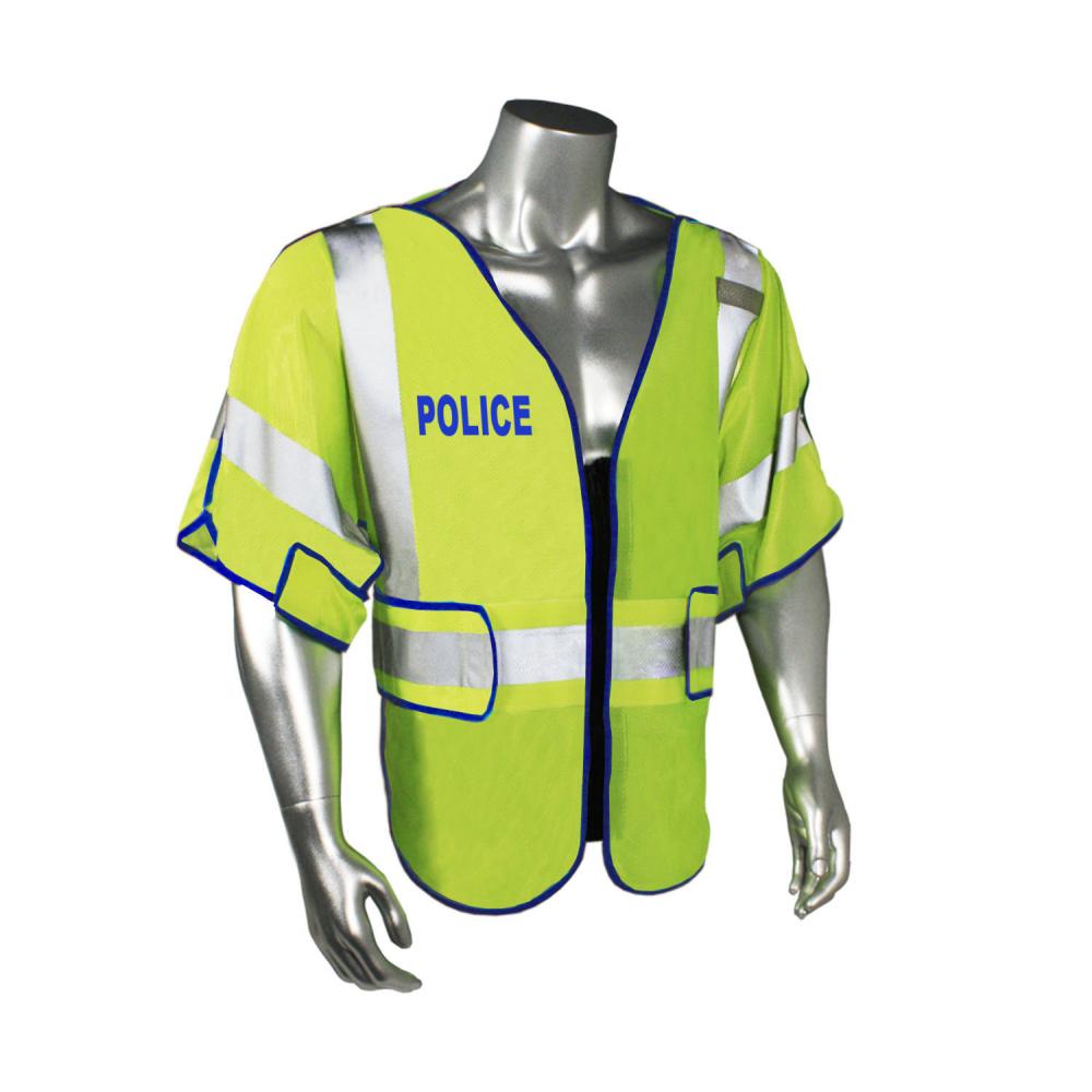 LHV-PS3-DSZR-EMS EMS Safety Vest - Police - Blue Trim - Green - Size M-XL<span class=' ItemWarning' style='display:block;'>Item is usually in stock, but we&#39;ll be in touch if there&#39;s a problem<br /></span>