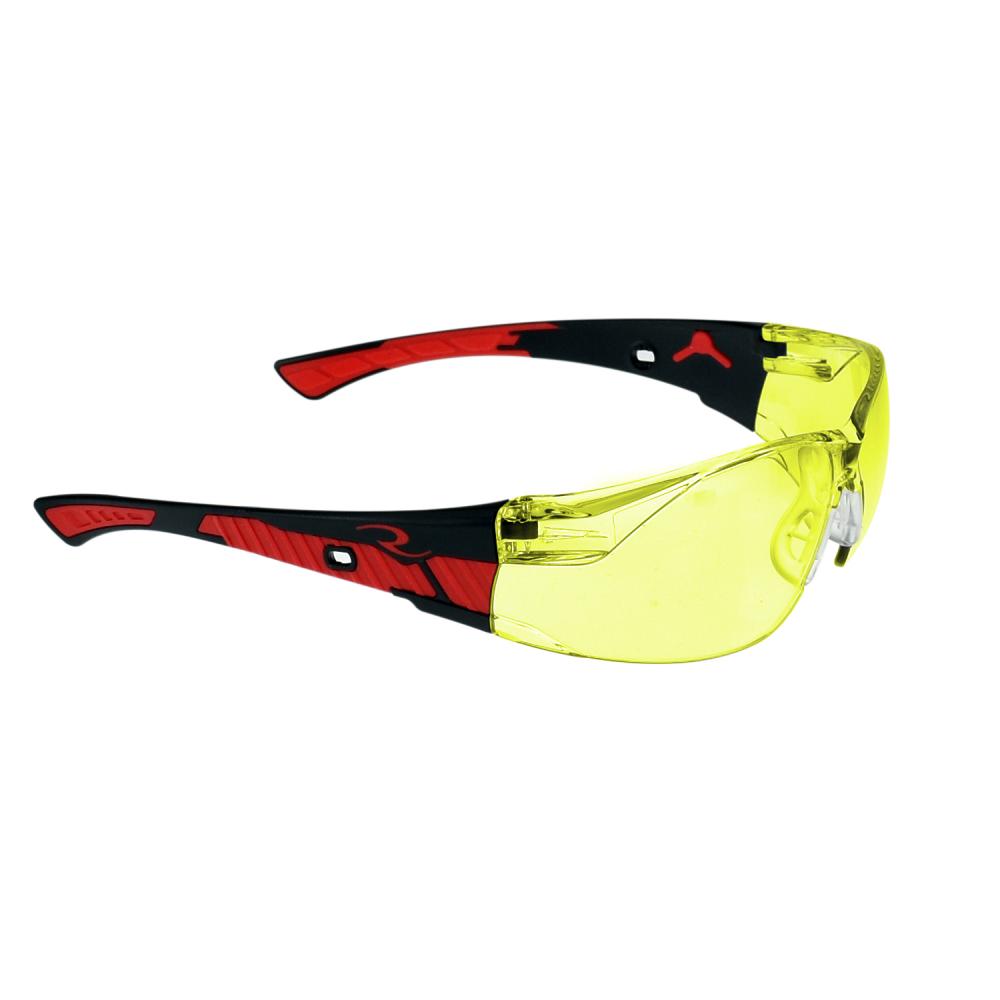 Obliterator™ Safety Eyewear - Black/Red Frame - Amber Lens<span class=' ItemWarning' style='display:block;'>Item is usually in stock, but we&#39;ll be in touch if there&#39;s a problem<br /></span>