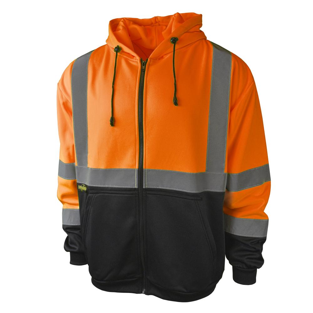 SJ01B-3 Class 3 Color Blocked Hooded Zippered Sweatshirt - Orange - Size 4X<span class=' ItemWarning' style='display:block;'>Item is usually in stock, but we&#39;ll be in touch if there&#39;s a problem<br /></span>