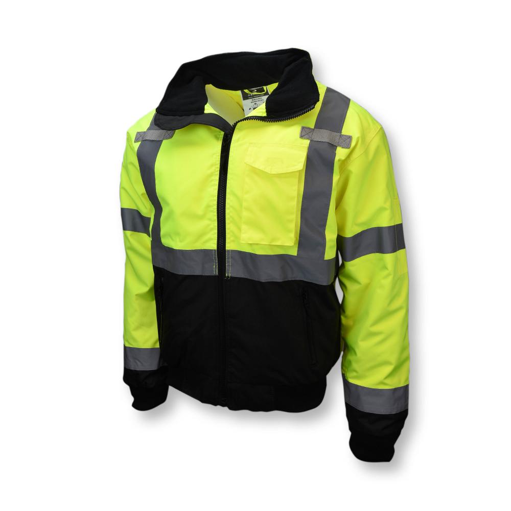 SJ110B Class 3 Two-in-One High Visibility Bomber Safety Jacket - Green/Black Bottom - Size M<span class=' ItemWarning' style='display:block;'>Item is usually in stock, but we&#39;ll be in touch if there&#39;s a problem<br /></span>