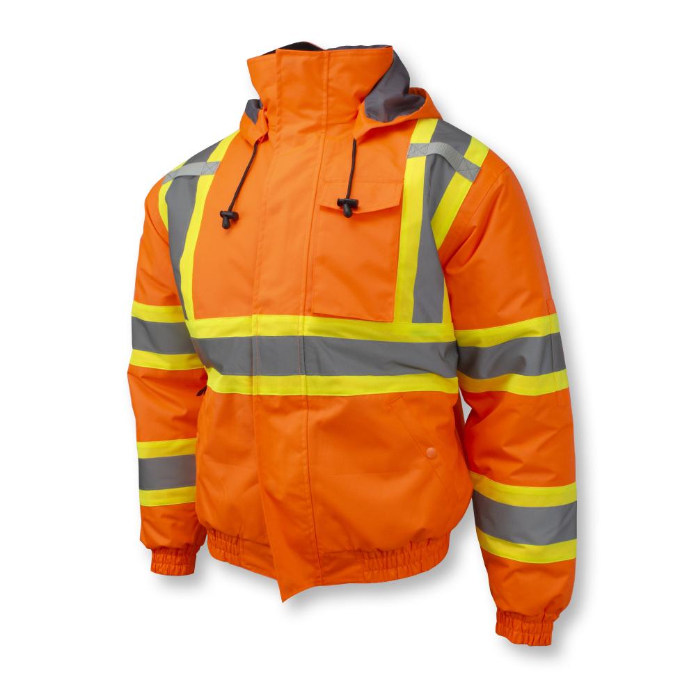 Class 3 X-Back High Visibility Quilted Bomber Jacket with Hood - Hi Vis Orange - 5X<span class=' ItemWarning' style='display:block;'>Item is usually in stock, but we&#39;ll be in touch if there&#39;s a problem<br /></span>