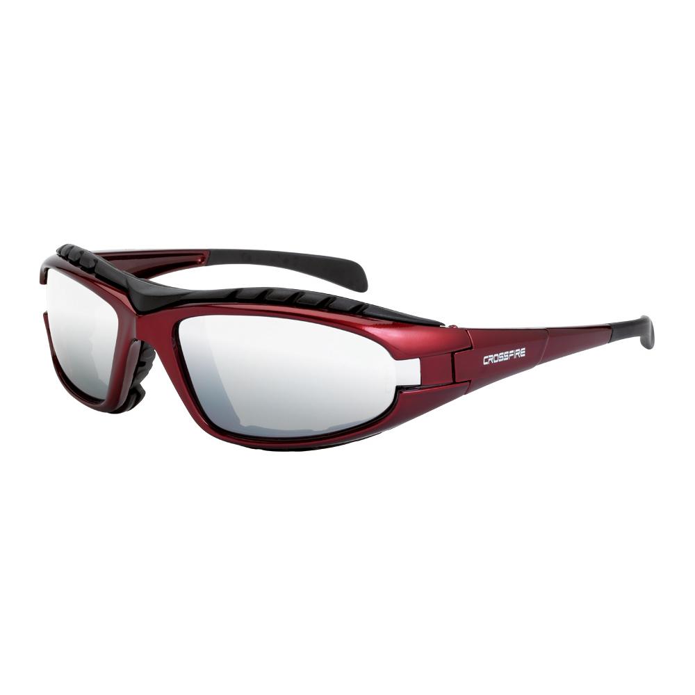 Diamond Back Foam Lined Safety Eyewear - Shiny Red Frame - Silver Mirror Lens<span class=' ItemWarning' style='display:block;'>Item is usually in stock, but we&#39;ll be in touch if there&#39;s a problem<br /></span>