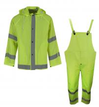 Radians 10182-55-1-HLI-2X - 1820S Econo-Viz 3-Piece Rain Suit with Reflective Tape - Hi-Vis Lime - Size 2X