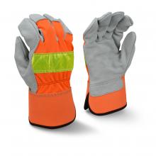 Radians RWG3200HVXL - RWG3200HV High Visibility Regular Shoulder Gray Split Cowhide Leather Palm Glove - Size XL