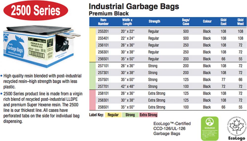 2500 SERIES  Premium Grade Eco-Logo CCD-126 / UL-126 - Black  35&#34; x 50&#34; Extra Strong Black 1<span class=' ItemWarning' style='display:block;'>Item is usually in stock, but we&#39;ll be in touch if there&#39;s a problem<br /></span>