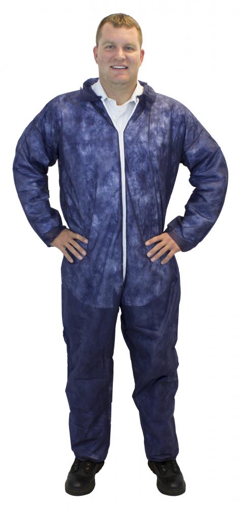 DISPOSABLE COVERALL, BLUE, POLYPROPYLENE W/O HOOD&BOOTS,NO ELASTIC AT WRISTS OR ANKLES<span class=' ItemWarning' style='display:block;'>Item is usually in stock, but we&#39;ll be in touch if there&#39;s a problem<br /></span>