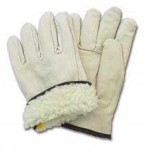 Safety Zone GLL2-LG-KP - COW GRAIN LEATHER PILE LINED, DRIVERS STYLE, KEYSTONE THUMB, TAN, LG