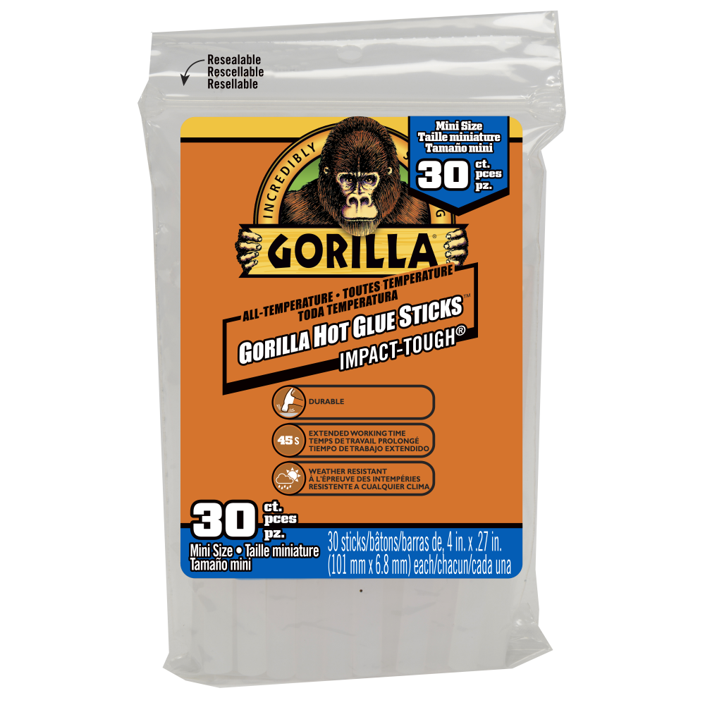 Gorilla Hot Glue Stick 4IN Mini 30 Count<span class=' ItemWarning' style='display:block;'>Item is usually in stock, but we&#39;ll be in touch if there&#39;s a problem<br /></span>